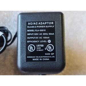 Waterpik YLA-03010 GENUINE AC Adapter Power Flosser Charger 3V 100mA Power Suppl